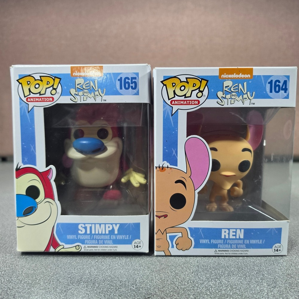 Funko Pop Ren and Stimpy Vinyl Figures Set Good 164 165 Bundle